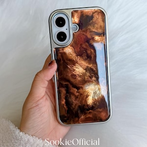 Perlglanz Bernstein Farbverlauf iPhone Hülle - Glänzend Braun Cover