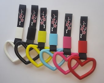 JDM Heart Tsurikawa Handle with Cherry Blossom