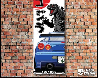 Nissan Skyline R34 GTR JDM-werkplaatspvc-banner