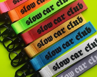 slow car club Car Key Clip Key tag Key ring keychain Strap JDM