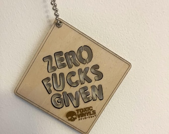 Houten autobedel Zero Fcks Given - JDM-hanger achteruitkijkspiegel