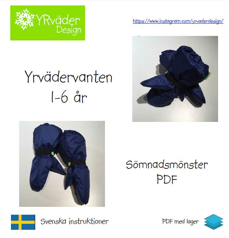 PDF-mönster Yrvädervanten 1-6 år barnstorlekar image 1