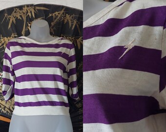purple and white striped t shirt
