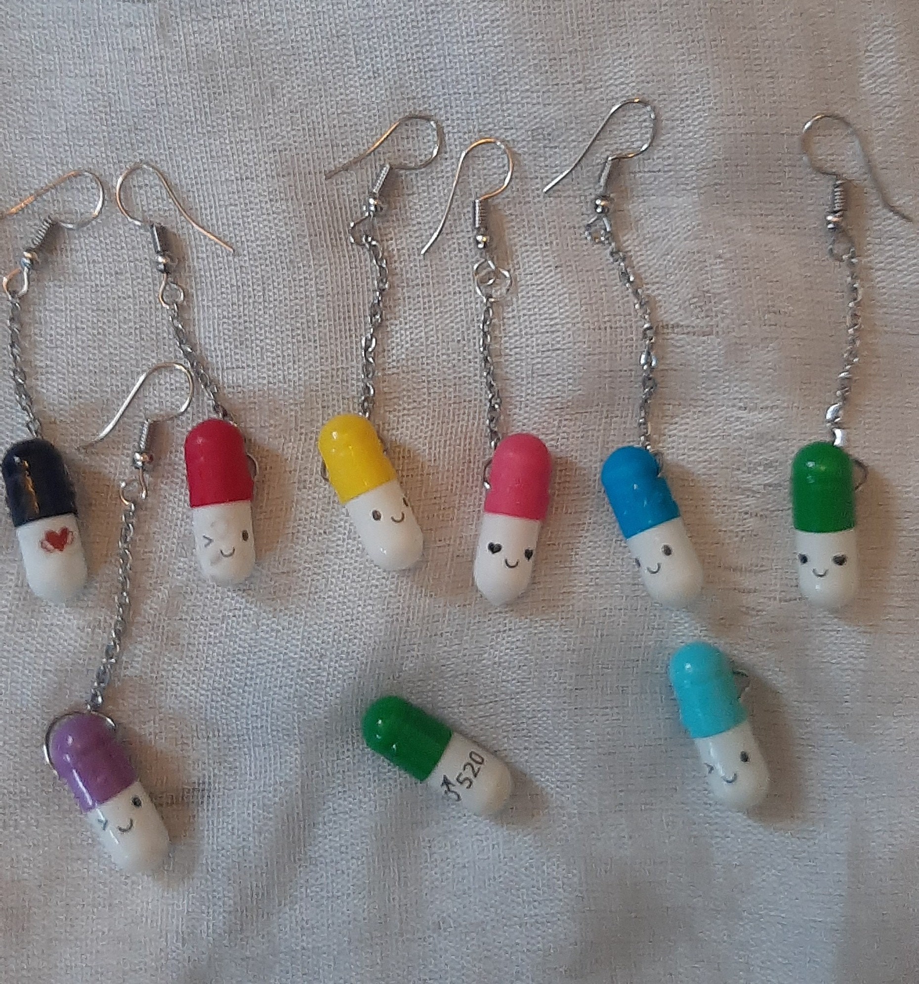 Pill Earring Gel Capsule W Faces or Images Etsy