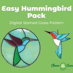 Easy Hummingbird Beginner Suncatcher Circular Stained Glass Pattern Pack Download