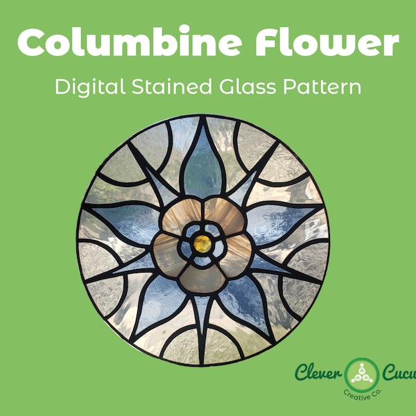 Columbine Flower Suncatcher Circular Stained Glass Pattern Download