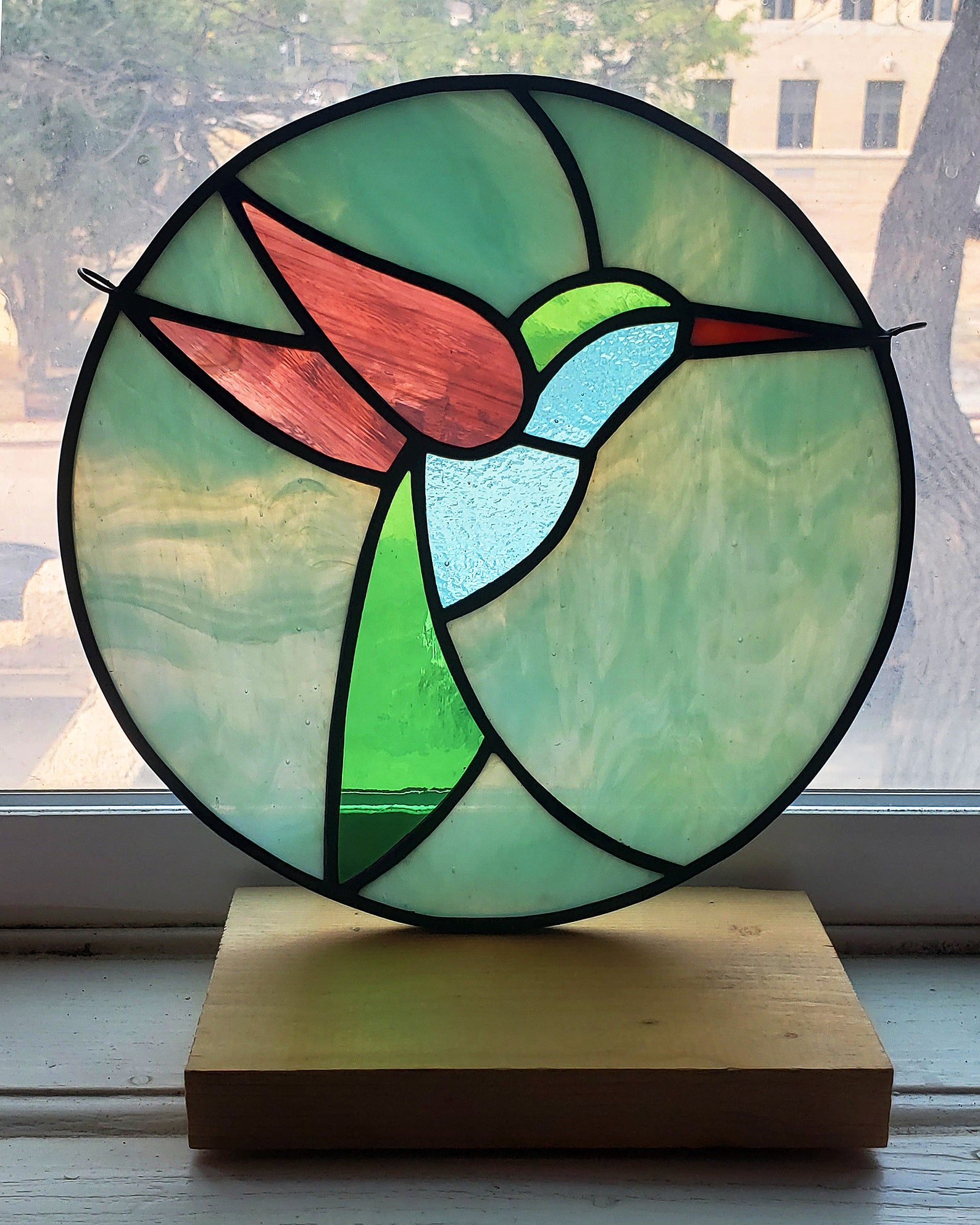Easy Hummingbird Beginner Suncatcher Circular Stained Glass Etsy