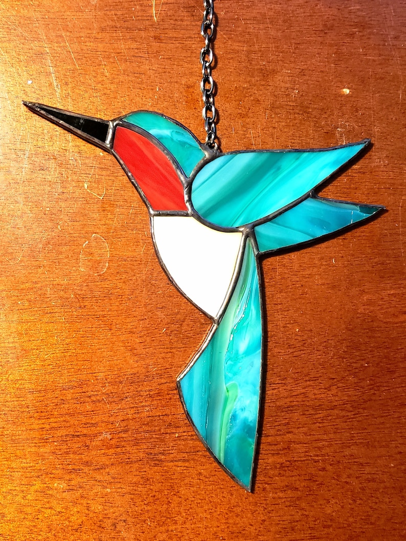 Easy Hummingbird Beginner Suncatcher Circular Stained Glass Etsy