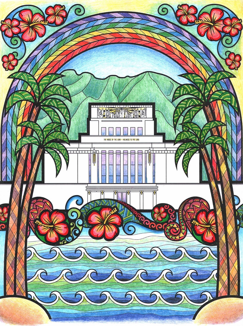 Adult Coloring Page LDS Mormon Latter-day Saint Church Temple - Etsy