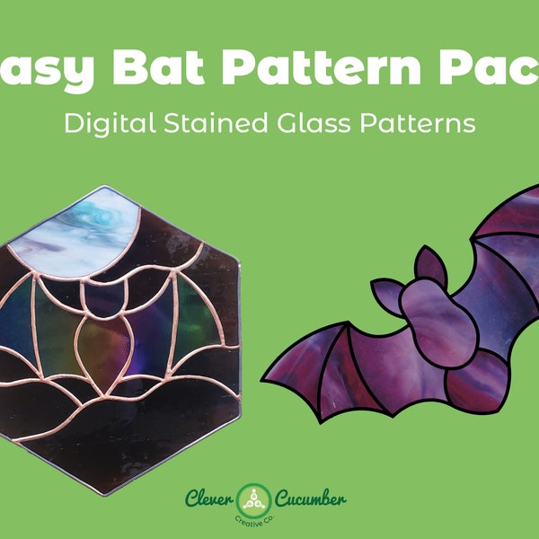 Easy Bat Beginner Suncatcher Stained Glass Pattern Pack Download