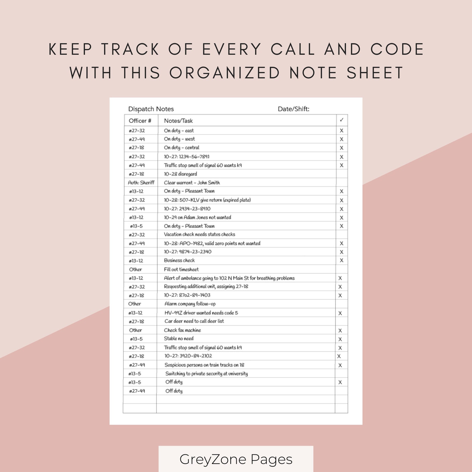 Dispatching Notes for 911, County, City, and Fire/ems Dispatchers - Etsy