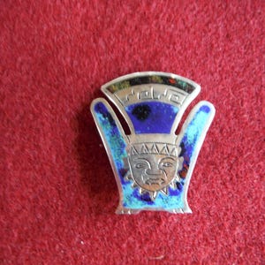 Spilla/spilla vintage in argento sterling e smalto Inca peruviano