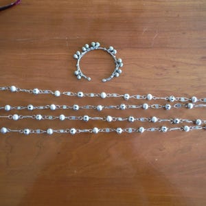 Vintage 1960&#39;s Turkish Belly Dancer Silver Necklace and Bangle