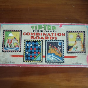 1920&#39;s Milton Bradley 4 Board Games Box - Complete - Rare Fairyland Board Game