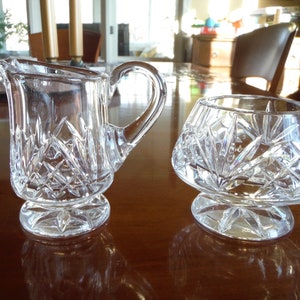 Galway Crystal Footed Sugar Bowl and Footed Creamer - Excellent