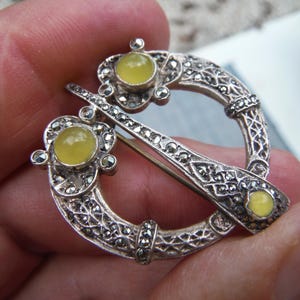 1960&#39;s Marcasite & Yellow Stone Brooch/Pin - Ireland