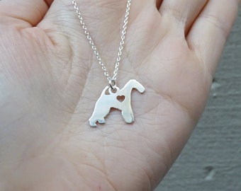 Fox terrier gift, Dog necklace, Silver dog necklace,  Dog lover, Dog jewelry, Handmade jewelry, Minimalist jewelry