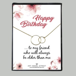 Collier joyeux anniversaire, cadeau d&#39;anniversaire d&#39;un ami, cadeau d&#39;anniversaire BFF, collier d&#39;anniversaire, collier cercles, cadeau d&#39;anniversaire drôle