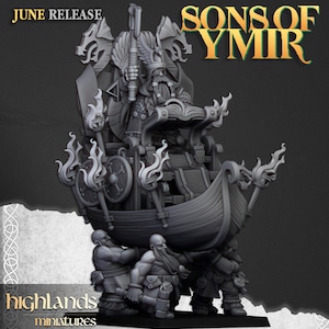Sons of Ymir - Dwarf King on Throne Unit by Highlands Miniatures