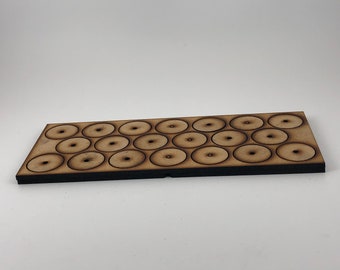 Bandeja de movimiento de 200 mm x 80 mm para bases redondas de 25 mm.