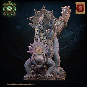 Cuetzpal Empire Remastered - Citlallicue, Cipactli Heroine on Deinosuchus By  Lost Kingdom Miniatures