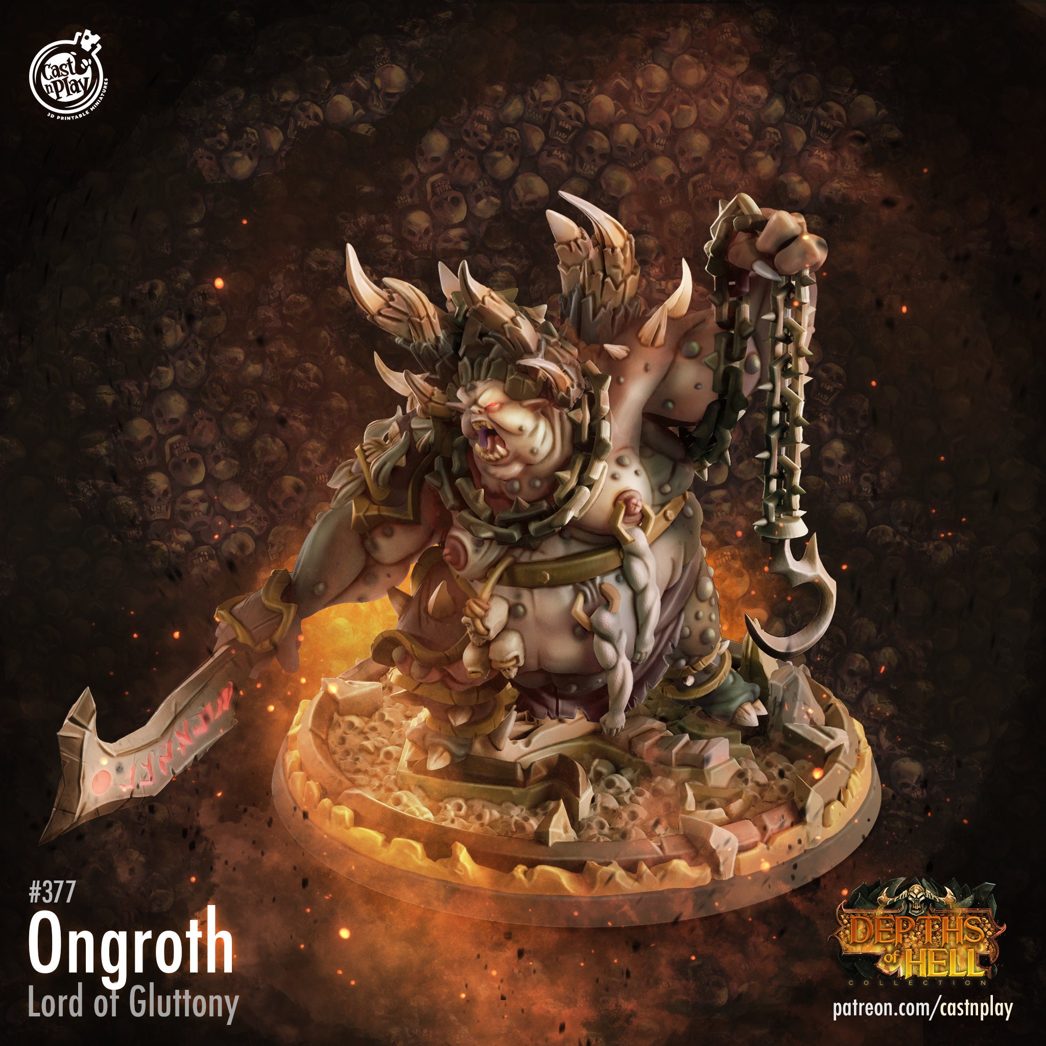 Ongroth Lord of Gluttony Cast N Play Depths of Hell 3d Printed