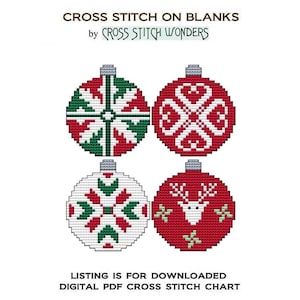 Christmas Tree Bauble Ornament TWO, Includes 4 Designs , Counted Cross Stitch, PDF, Digital Download, Fits Wood Blank, Cross Stitch Wonders
