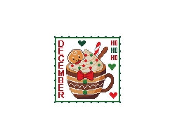December, MUG, A Year Of, Love, Coffee, Tea, Month, Holiday, Christmas, Counted Cross Stitch, Cross Stitch Wonders, Digital, Download