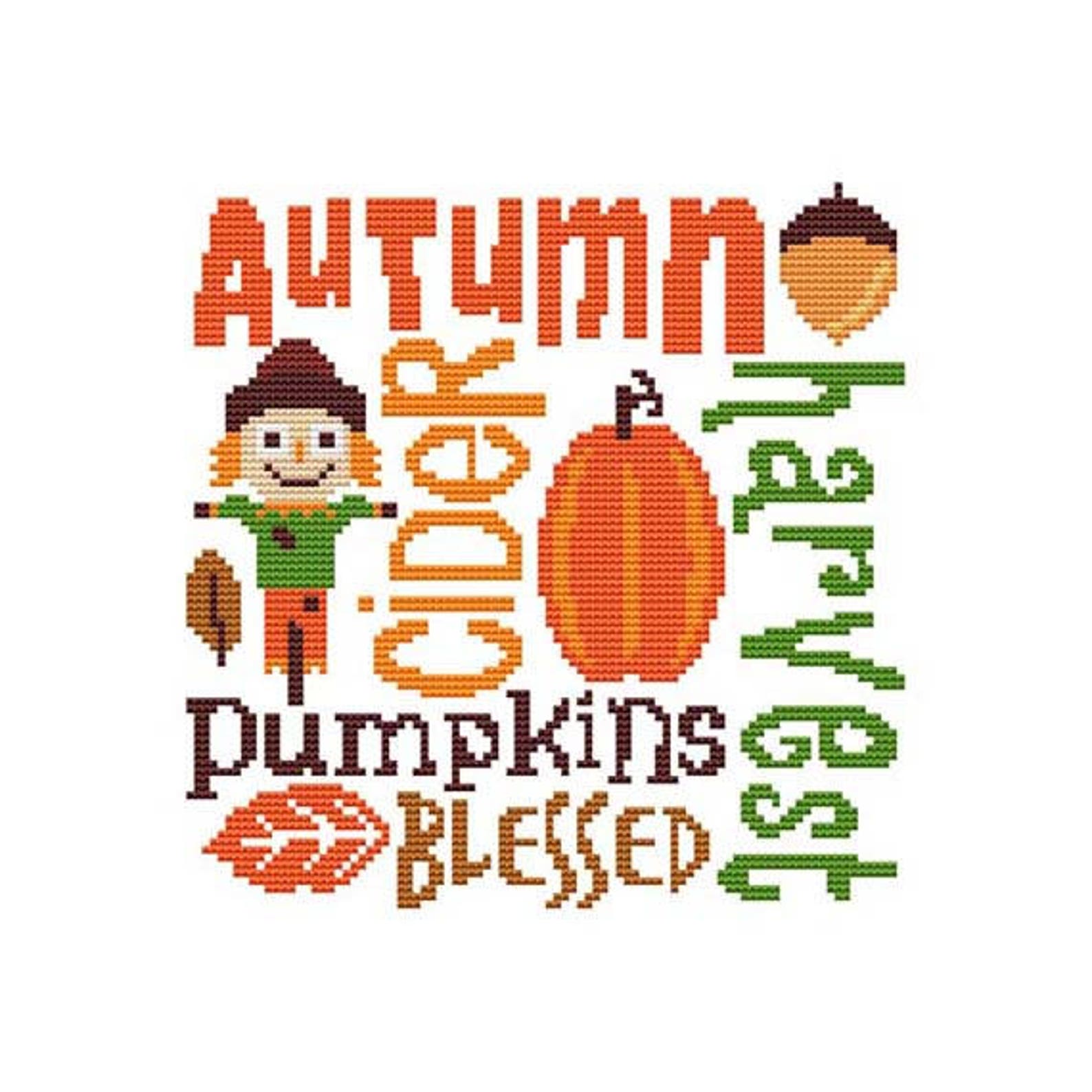 Autumn Harvest Pumpkins Counted Cross Stitch PDF Pattern - Etsy