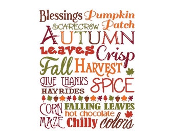 Subway Art, Autumn, Season, Seasonal, Fall, Pumpkin, Leaves, Color, Subway, Counted Cross Stitch, Digital, PDF Pattern, Cross Stitch Wonders