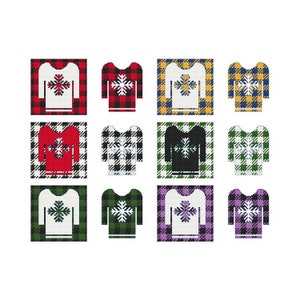 Fun in Plaid! Sweater Counted Cross Stitch PDF Pattern Coaster Christmas Ornament