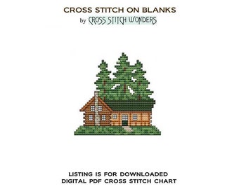 Cabin, Cabin Two, Trees, Country Scene, House, Home, Cross Stitch, Cross Stitch Wonders, PDF, Digital Download, Fits Blank by Lunari Woods