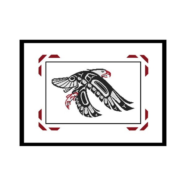 Northwest Coast Native Art, EAGLE, Salmon, Counted Cross Stitch PDF Pattern, Cross Stitch, Cross Stitch Wonders, Digital, Download, Totemic