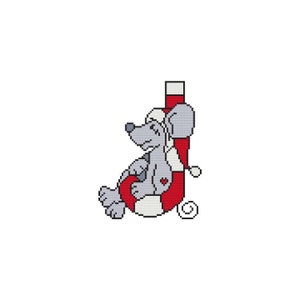 Mouse Candy Cane Critter Counted Cross Stitch PDF Pattern