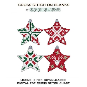 Christmas Tree Bauble Ornament THREE, Includes 4 Designs, Counted Cross Stitch, PDF, Digital Download, Fits Wood Blank, Cross Stitch Wonders