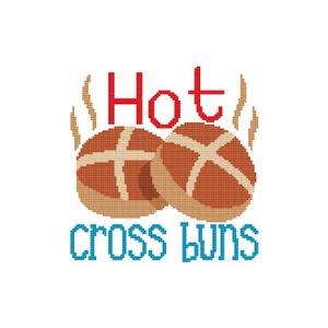A Nursery Rhyme ~ Hot Cross Buns ~ Counted Cross Stitch PDF Pattern