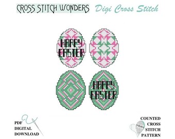 Easter Egg 7 and 8, Counted Cross Stitch, Ornament, PDF, Digital Download, Easter, Holiday, Fits Wood Blank, Egg Frame, Cross Stitch Wonders