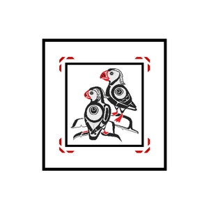 Northwest Coast Native Art, PUFFINS, Bird, Counted Cross Stitch PDF Pattern, Cross Stitch, Cross Stitch Wonders, Digital, Download, Totemic