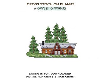 Cabin, Cabin Five, Trees, Country Scene, House, Home, Cross Stitch, Cross Stitch Wonders, PDF, Digital Download, Fits Blank by Lunari Woods