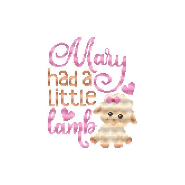 A Nursery Rhyme ~ Mary Had A Little Lamb ~ Counted Cross Stitch PDF Pattern