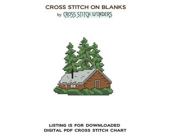 Cabin, Cabin One, Trees, Country Scene, House, Home, Cross Stitch, Cross Stitch Wonders, PDF, Digital Download, Fits Blank by Lunari Woods