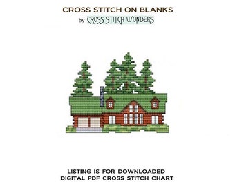 Cabin, Cabin Six, Trees, Country Scene, Home, Garage, Cross Stitch, Cross Stitch Wonders, PDF, Digital Download, Fits Blank by Lunari Woods