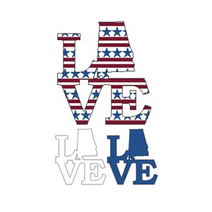 ALABAMA ~ Patriotic State Love Map ~ Counted Cross Stitch PDF Pattern