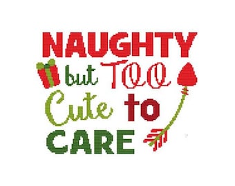 Naughty But Too Cute To Care  Counted Cross Stitch PDF Pattern