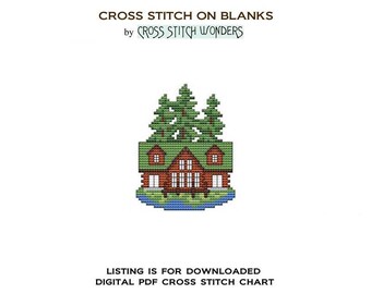 Cabin, Cabin Three, Trees, Country Scene, House, Lake, Cross Stitch, Cross Stitch Wonders, PDF, Digital Download, Fits Blank by Lunari Woods