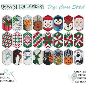 Christmas, Halloween, Sled, Sleds, Sleigh, Fits Wood Blank, Ornament, Counted Cross Stitch, Cross Stitch Wonders, PDF, Digital, Download