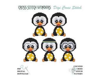 PICKLEBALL, Sports, Ball, Penguin, Headband, Glasses, Counted Cross Stitch, Cross Stitch Wonders, PDF, Pattern, Chart, Digital Download