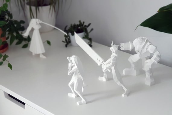 Cloud FINAL FANTASY Unpainted Resin Kits Model GK Figurine 3D Print 30cm 