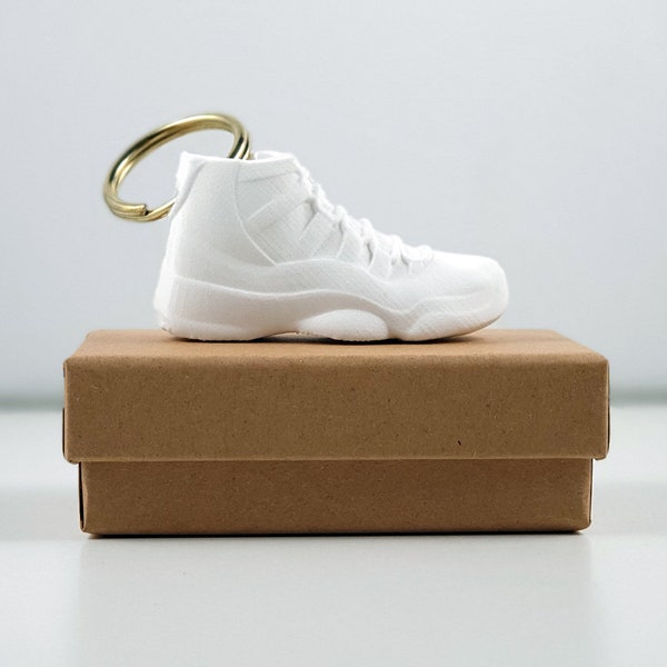 Porte-clés Nike Air Jordan 11 « Blank » blanc imprimé en 3D