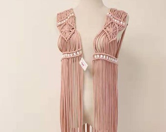 Macrame Fringe Vest – Sleeveless Cotton Boho Festival Dress